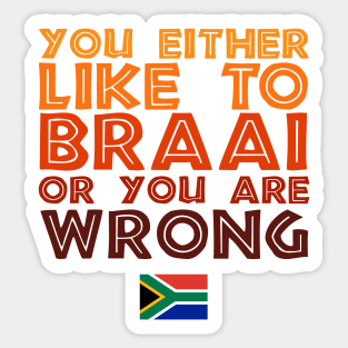 Like To Braai Joke South Africa Sticker